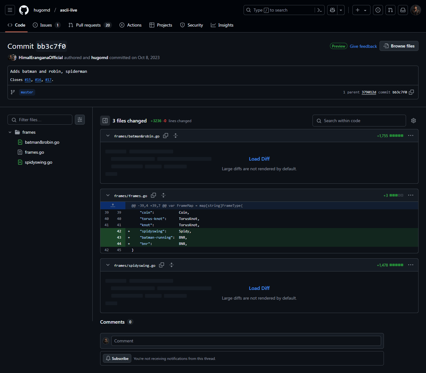 ASCII-Live Project Commitment
